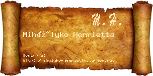 Mihályko Henrietta névjegykártya